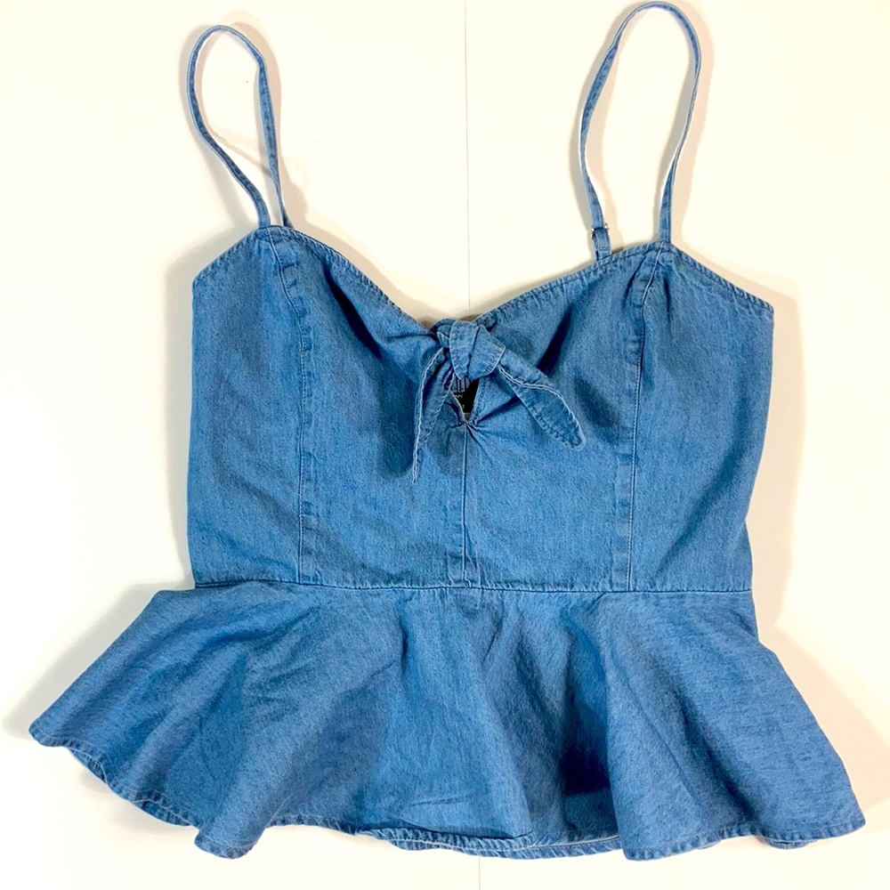 Chambray Peplum Top